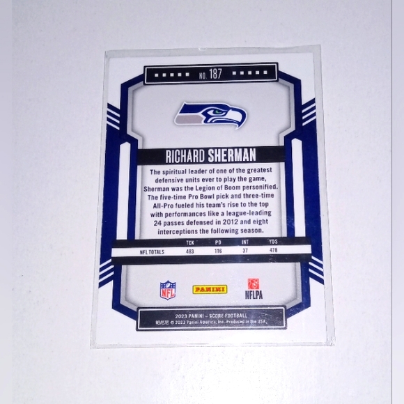 Richard Sherman 2023 Panini Score Football #187 - Picture 2 of 2